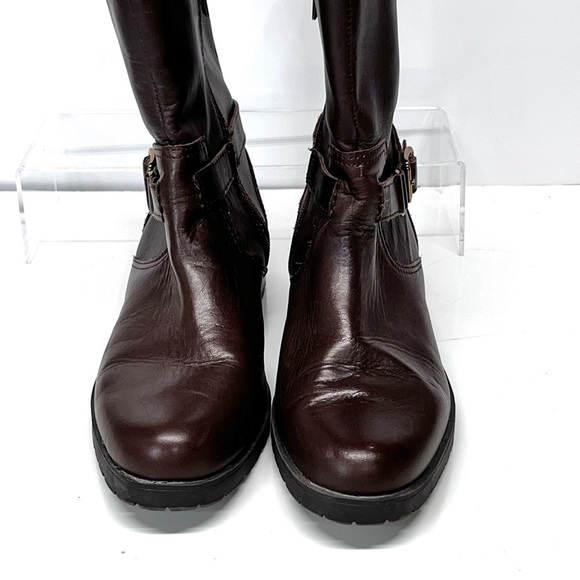 Anne Klein i Flex Clayton Brown Leather Boots Womens Size 9M Side Zip Lug sole - Picture 4 of 9